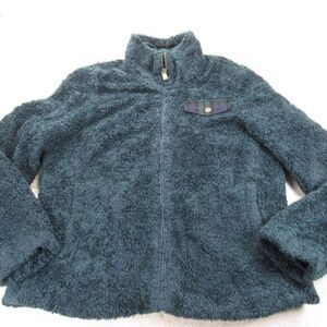 Pendleton Wool Blend Jacket Womens‎ Large Green Plaid Fuzzy Sherpa Fleece